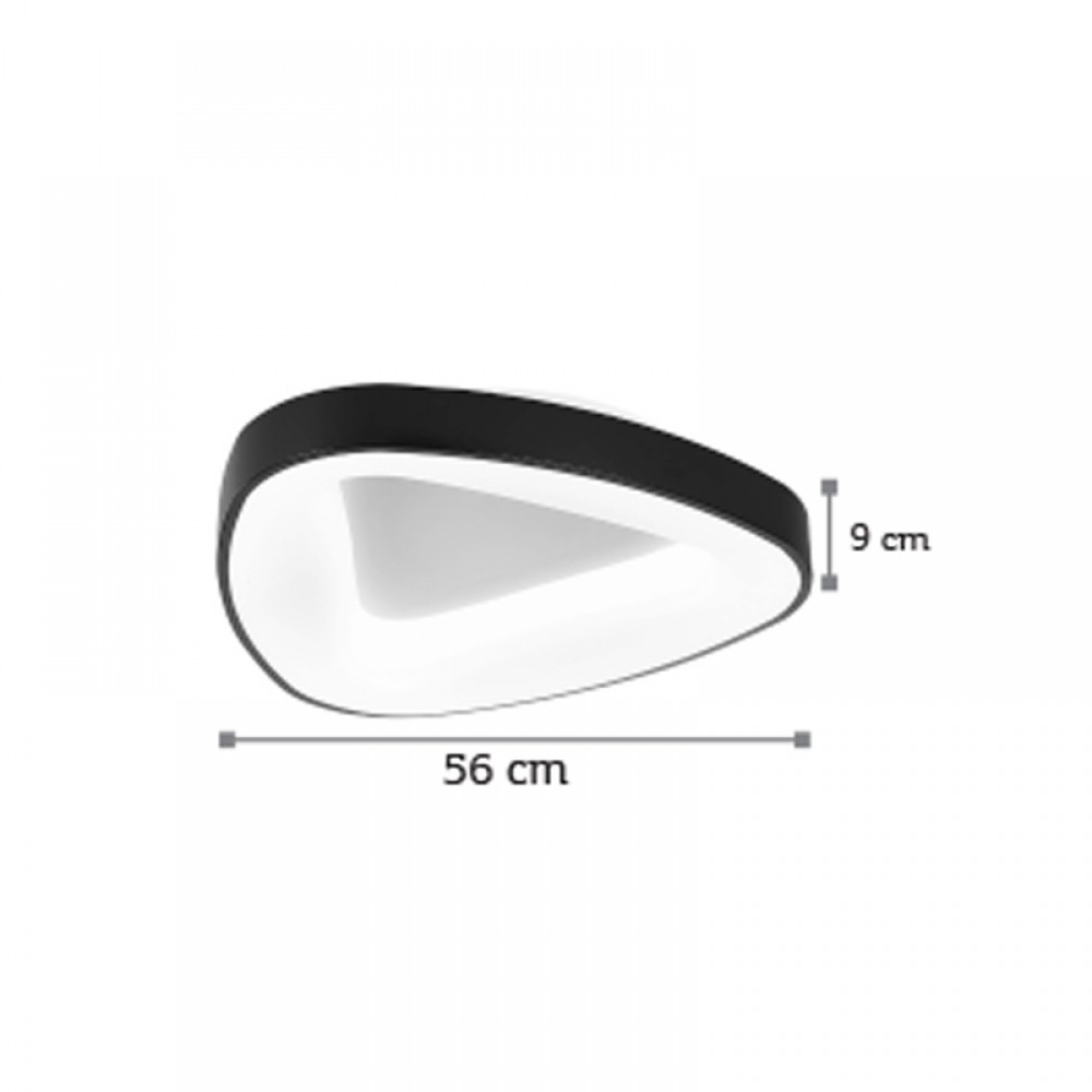 LED Πλαφονιέρα Οροφής Από Μαύρο Μέταλλο και Ακρυλικό Τριγωνική 58W - InLight