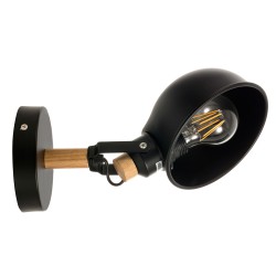 Επιτοίχιο Φωτιστικό Από Μαύρο Μέταλλο Και Ξύλο 1xE27 - InLight