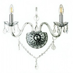 Επιτοίχιο Φωτιστικό Από Διάφανο Γυαλί και Κρύσταλλα 2X E14 InLight