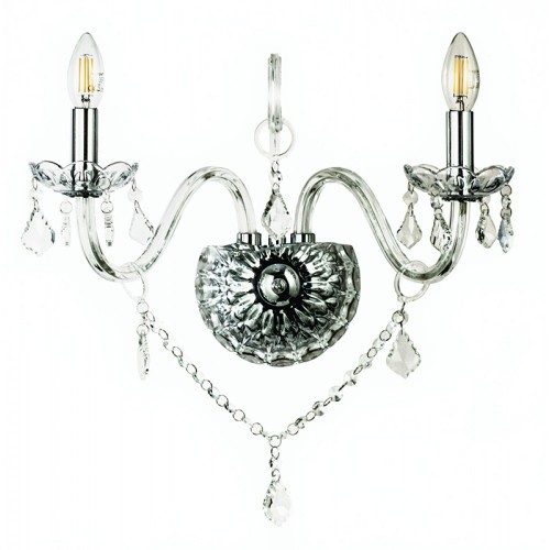 Επιτοίχιο Φωτιστικό Από Διάφανο Γυαλί και Κρύσταλλα 2X E14 InLight
