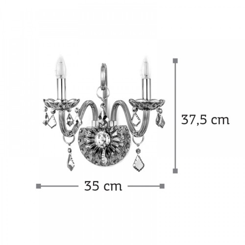 Επιτοίχιο Φωτιστικό Από Φιμέ Γυαλί και Κρύσταλλα 2X E14 InLight