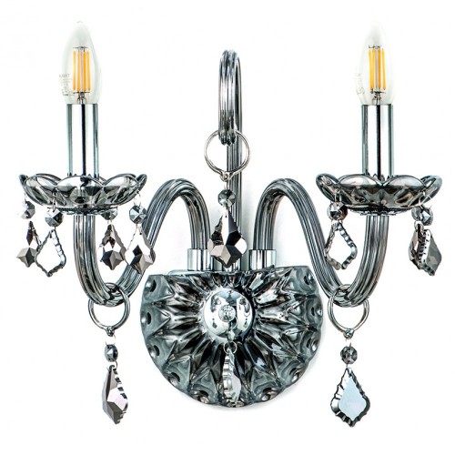 Επιτοίχιο Φωτιστικό Από Φιμέ Γυαλί και Κρύσταλλα 2X E14 InLight