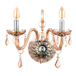 Επιτοίχιο Φωτιστικό Από Μελί Γυαλί και Κρύσταλλα 2X E14 InLight