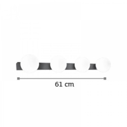 Επιτοίχιο Φωτιστικό Από Μαύρο Μέταλλο και Λευκή Οπαλίνα 4x G9 InLight