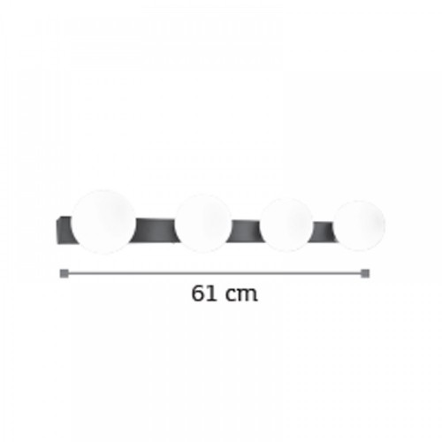 Επιτοίχιο Φωτιστικό Από Μαύρο Μέταλλο και Λευκή Οπαλίνα 4x G9 InLight