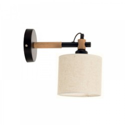 Επιτοίχιο Φωτιστικό από Μαύρο Μέταλλο και Υφασμάτινο Καπέλο 1xE27 InLight