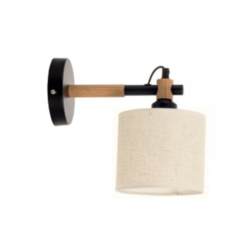 Επιτοίχιο Φωτιστικό από Μαύρο Μέταλλο και Υφασμάτινο Καπέλο 1xE27 InLight