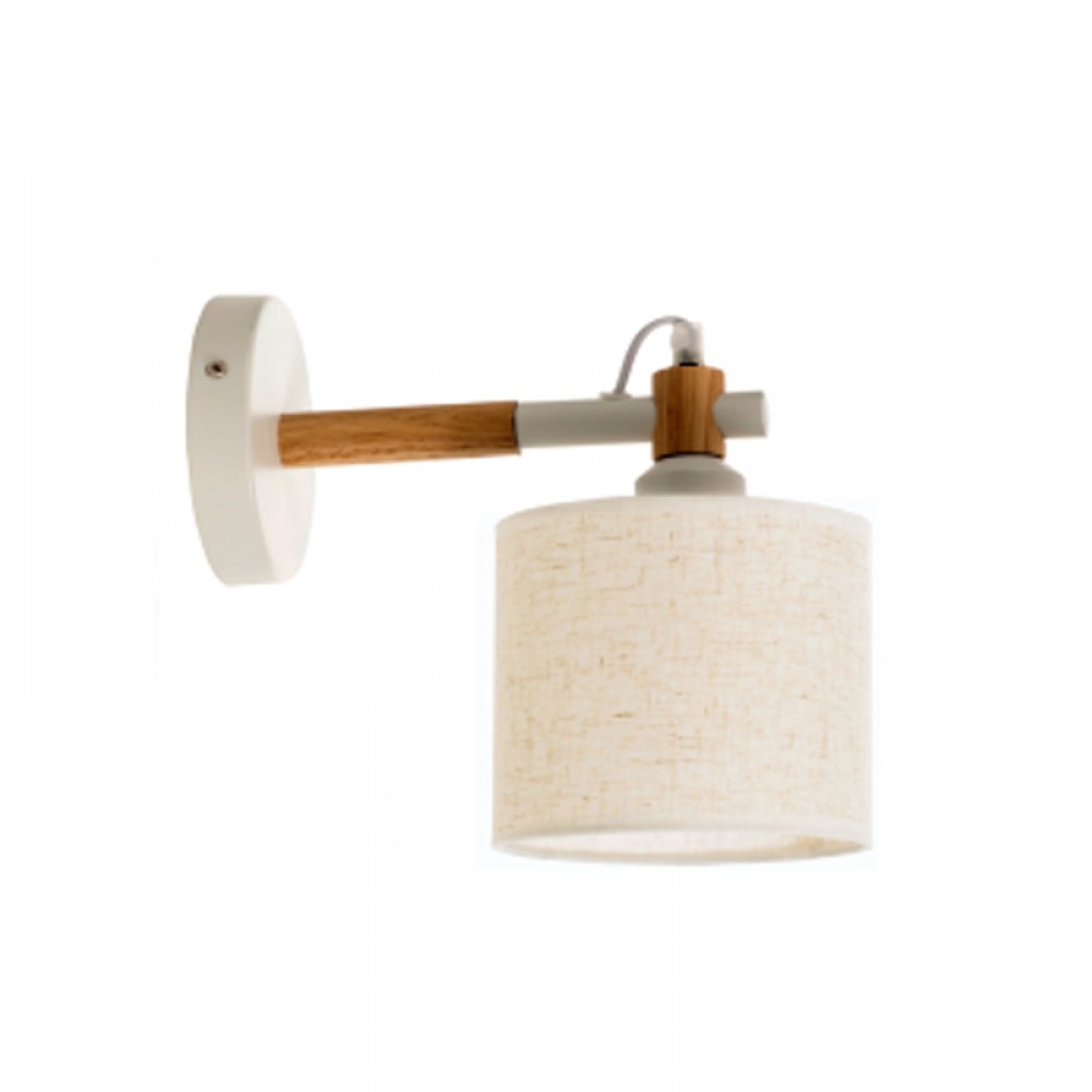 Επιτοίχιο Φωτιστικό από Λευκό Μέταλλο και Υφασμάτινο Καπέλο 1xE27 InLight