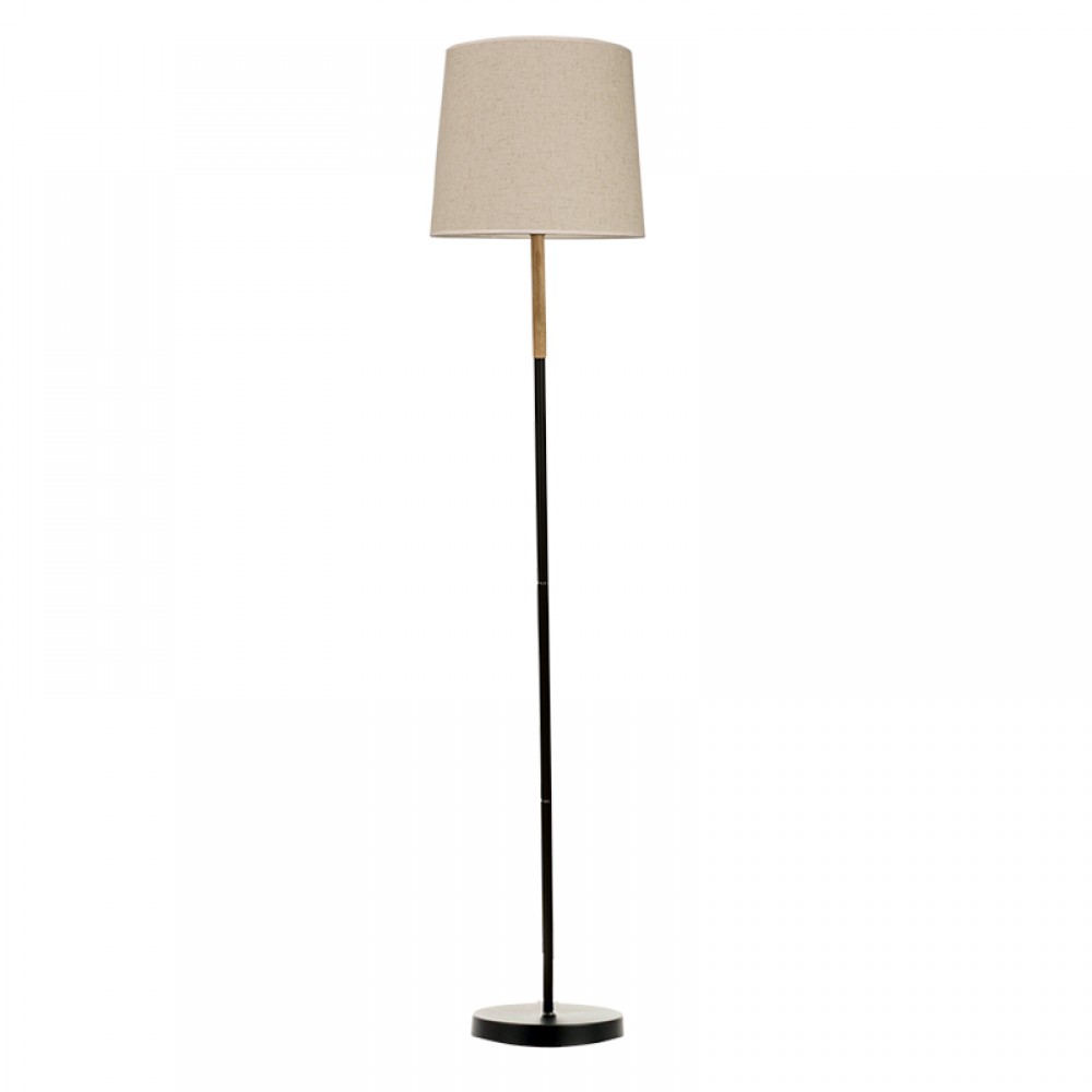 Επιδαπέδιο Φωτιστικό από Μαύρο Μέταλλο και Υφασμάτινο Καπέλο 1xE27 InLight