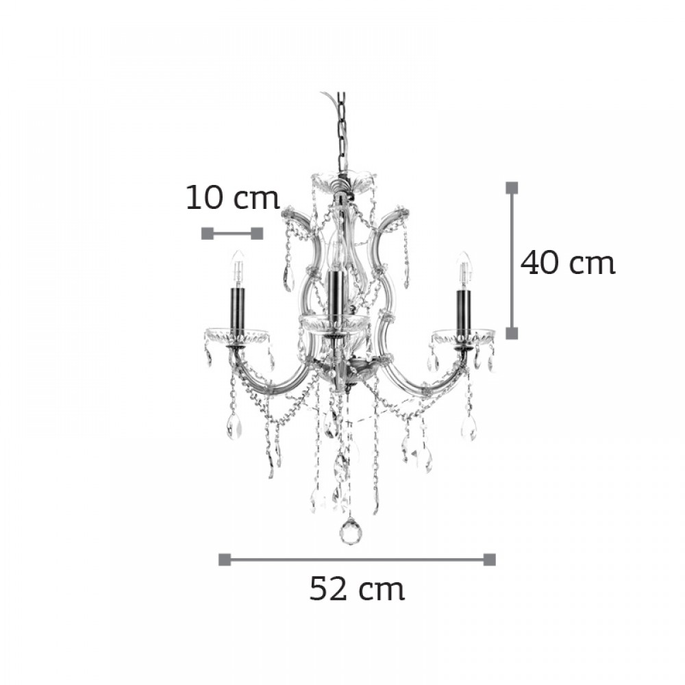 Κρεμαστό Φωτιστικό από Οξυντέ Μέταλλο Γυαλί και Κρύσταλλα 3X E14 - InLight
