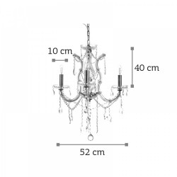 Κρεμαστό Φωτιστικό από Οξυντέ Μέταλλο Γυαλί και Κρύσταλλα 3X E14 - InLight