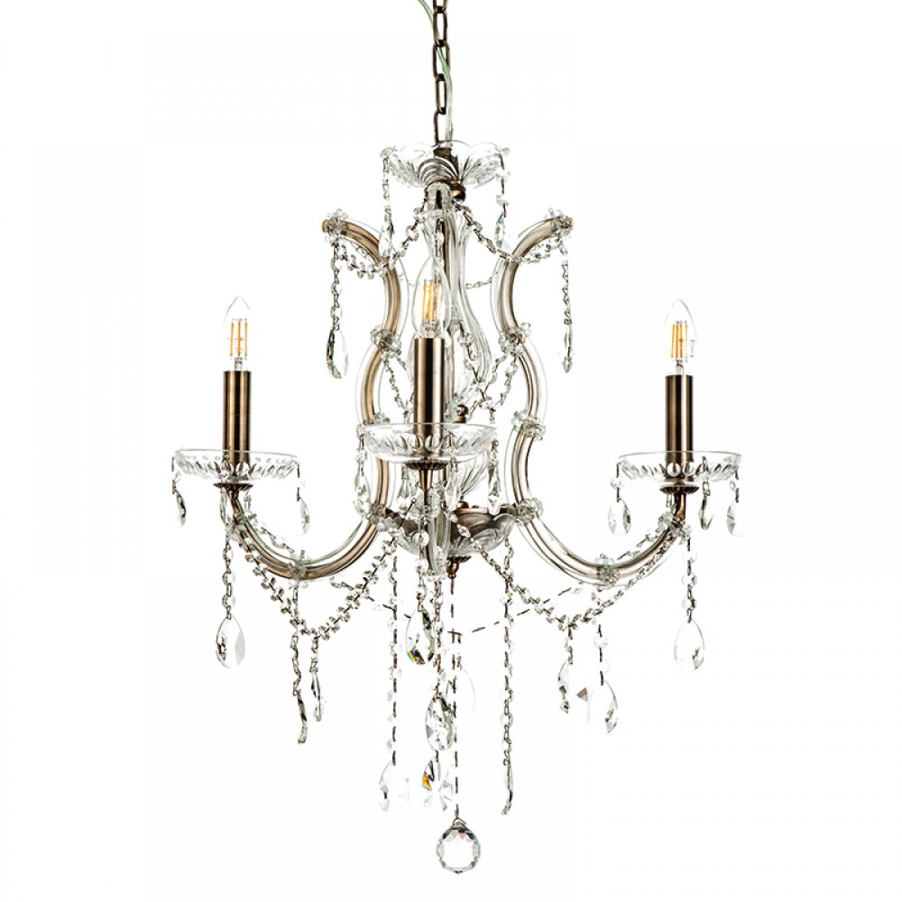 Κρεμαστό Φωτιστικό από Οξυντέ Μέταλλο Γυαλί και Κρύσταλλα 3X E14 - InLight