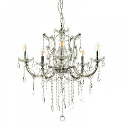 Κρεμαστό Φωτιστικό από Οξυντέ Μέταλλο Γυαλί και Κρύσταλλα 6X E14 - InLight