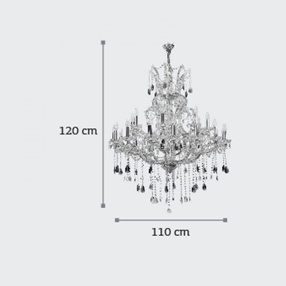 Κρεμαστό Φωτιστικό από Χρυσό Μέταλλο, Γυαλί και Κρύσταλλα 27x E14 - InLight