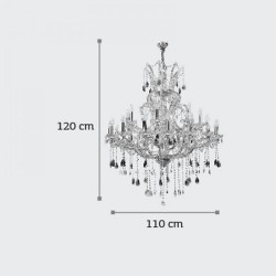 Κρεμαστό Φωτιστικό από Χρυσό Μέταλλο, Γυαλί και Κρύσταλλα 27x E14 - InLight