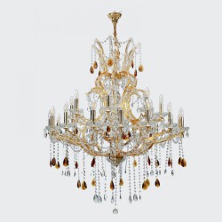 Κρεμαστό Φωτιστικό από Χρυσό Μέταλλο, Γυαλί και Κρύσταλλα 27x E14 - InLight