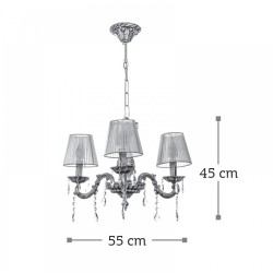 Κρεμαστό Φωτιστικό από Μέταλλο σε Μπεζ Πατίνα και Κρύσταλλα 3X E14 - InLight