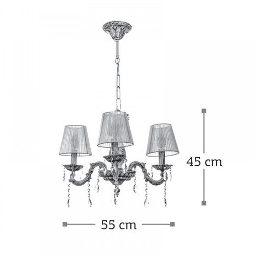 Κρεμαστό Φωτιστικό από Μέταλλο σε Μπεζ Πατίνα και Κρύσταλλα 3X E14 - InLight