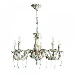 Κρεμαστό Φωτιστικό από Μέταλλο σε Μπεζ Πατίνα και Κρύσταλλα 5X E14 - InLight