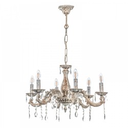 Κρεμαστό Φωτιστικό από Μέταλλο σε Μπεζ Πατίνα και Κρύσταλλα 6X E14 - InLight