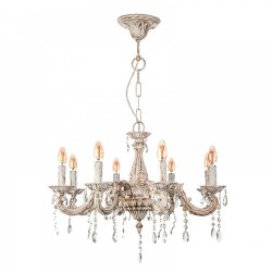 Κρεμαστό Φωτιστικό από Μέταλλο σε Μπεζ Πατίνα και Κρύσταλλα 8X E14 - InLight