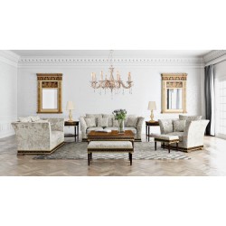 Κρεμαστό Φωτιστικό από Μέταλλο σε Μπεζ Πατίνα και Κρύσταλλα 8X E14 - InLight