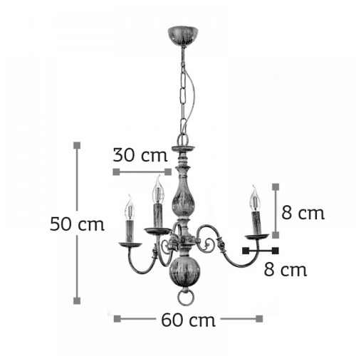 Κρεμαστό Φωτιστικό Από Μέταλλο σε Λευκή Πατίνα 3X E14 - InLight