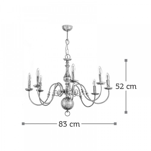 Κρεμαστό Φωτιστικό Από Μέταλλο σε Λευκή Πατίνα 8X E14 - InLight