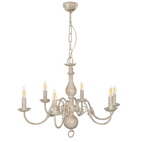 Κρεμαστό Φωτιστικό Από Μέταλλο σε Λευκή Πατίνα 6X E14 - InLight