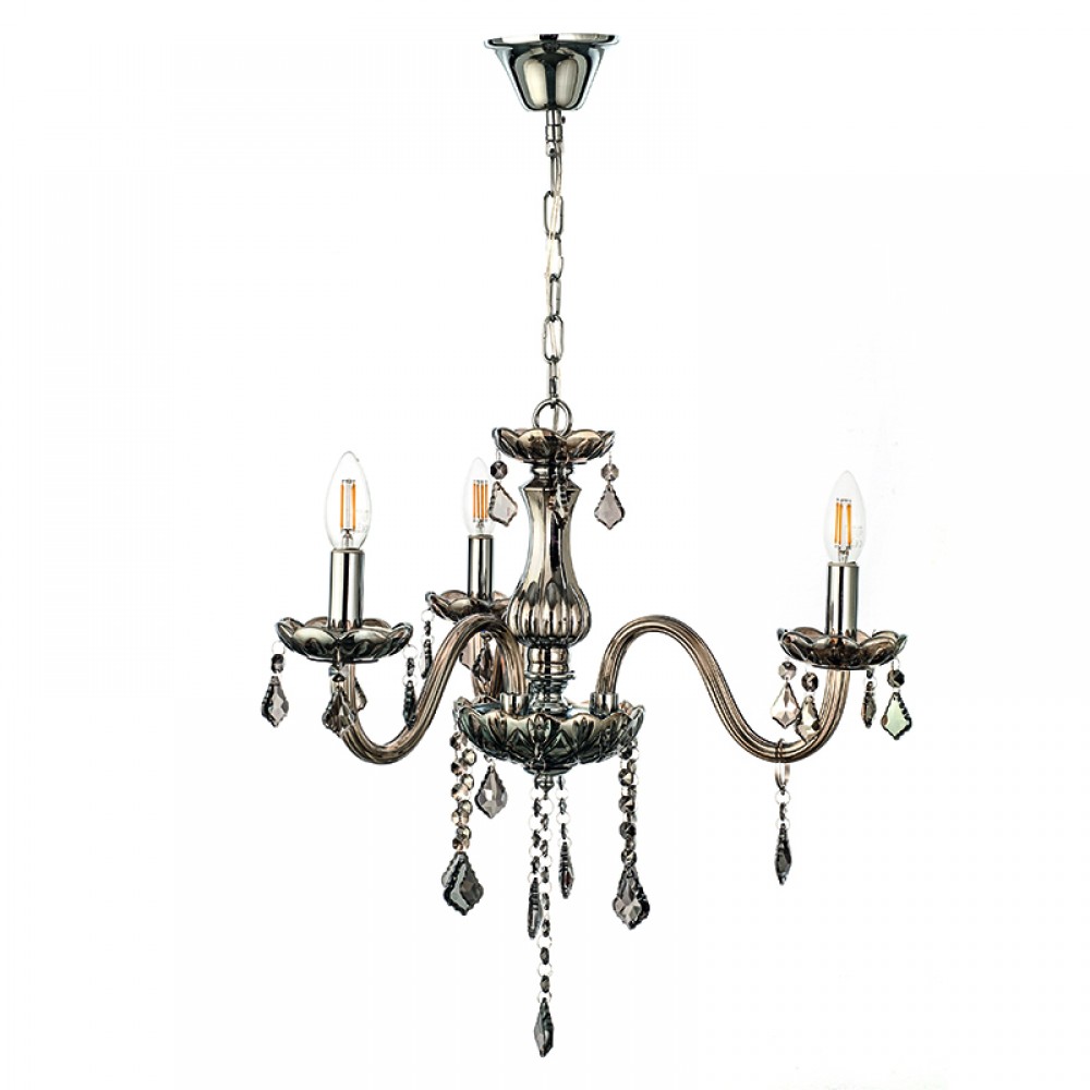 Κρεμαστό Φωτιστικό Από Γυαλί σε Διάφορα Χρώματα Και Κρύσταλλα 3X E14 - InLight