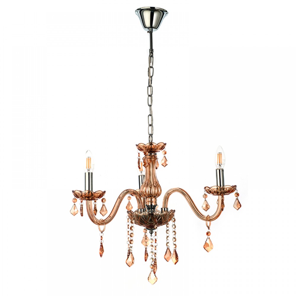 Κρεμαστό Φωτιστικό Από Γυαλί σε Διάφορα Χρώματα Και Κρύσταλλα 3X E14 - InLight