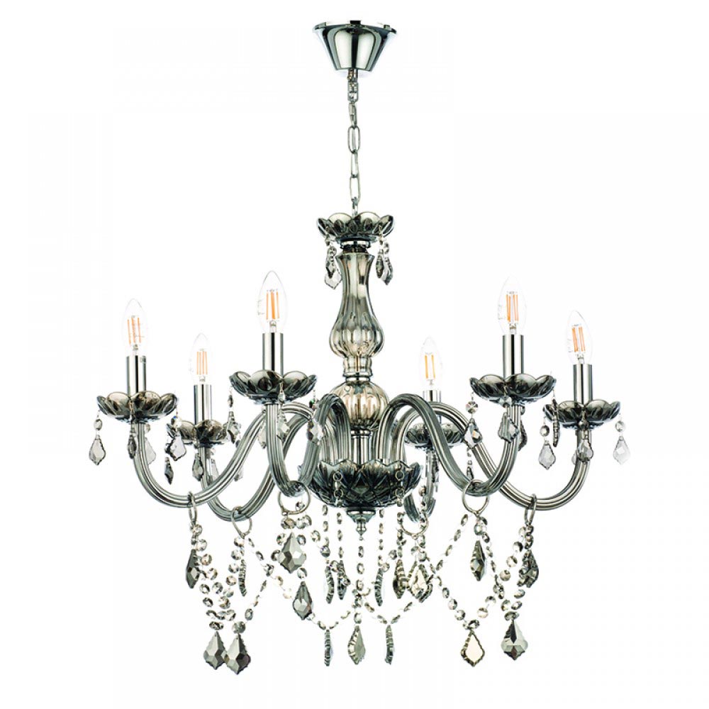 Κρεμαστό Φωτιστικό Από Γυαλί σε Διάφορα Χρώματα Και Κρύσταλλα 6X E14 - InLight