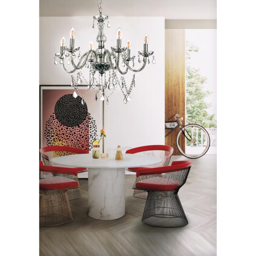 Κρεμαστό Φωτιστικό Από Γυαλί σε Διάφορα Χρώματα Και Κρύσταλλα 6X E14 - InLight