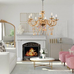 Κρεμαστό Φωτιστικό Από Γυαλί σε Διάφορα Χρώματα Και Κρύσταλλα 6X E14 - InLight