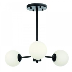 Κρεμαστό Φωτιστικό Από Μαύρο Μέταλλο και Λευκή Οπαλίνα 3xG9 InLight