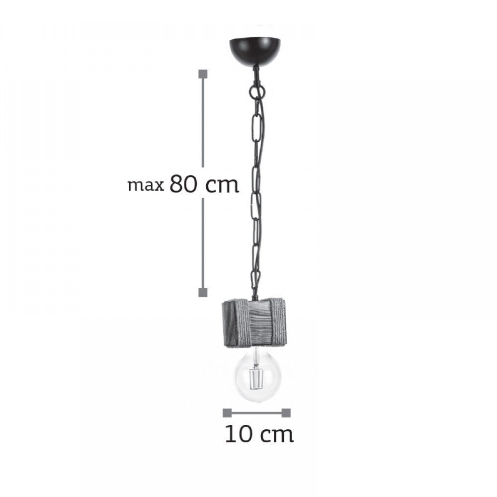 Κρεμαστό Φωτιστικό Από Ξύλο Και Σχοινί 1xE27 - InLight
