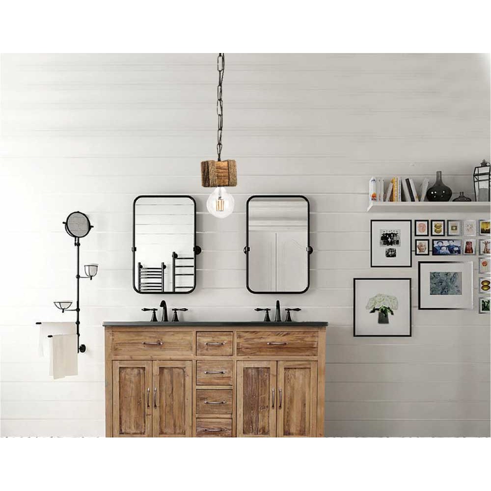 Κρεμαστό Φωτιστικό Από Ξύλο Και Σχοινί 1xE27 - InLight