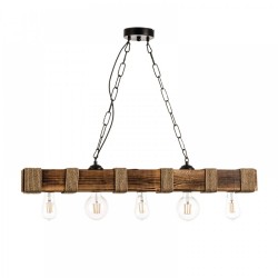 Κρεμαστό Φωτιστικό Από Ξύλο Και Σχοινί 5xE27 - InLight