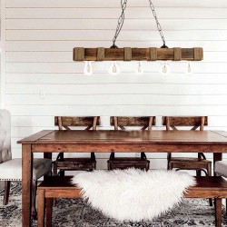 Κρεμαστό Φωτιστικό Από Ξύλο Και Σχοινί 5xE27 - InLight