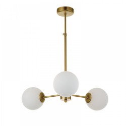 Κρεμαστό Φωτιστικό Από Χρυσό Ματ - Χρώμιο Μέταλλο και Λευκή Οπαλίνα 3xG9 InLight