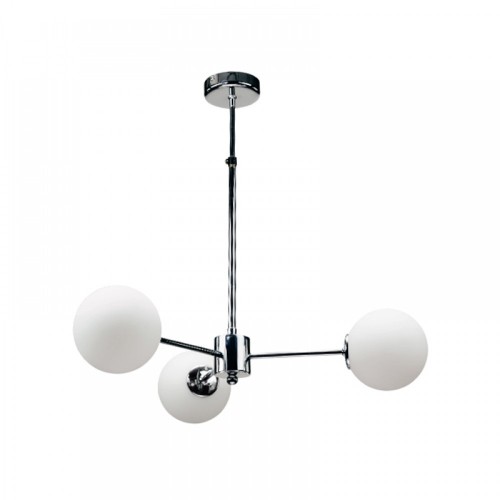 Κρεμαστό Φωτιστικό Από Χρυσό Ματ - Χρώμιο Μέταλλο και Λευκή Οπαλίνα 3xG9 InLight