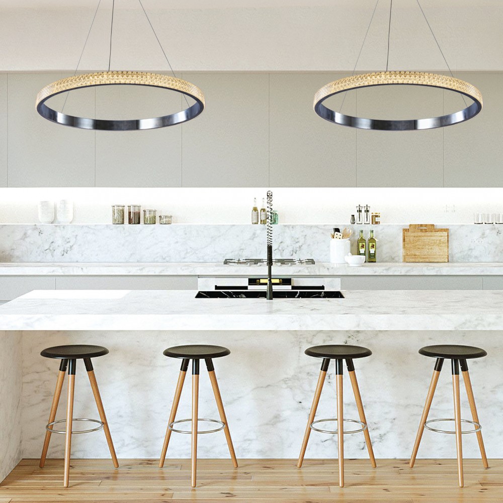 LED Κρεμαστό φωτιστικό από χρώμιο Ή χρυσαφί αλουμίνιο και ακρυλικό 56W - InLight