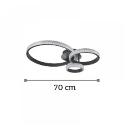 LED Πλαφονιέρα Οροφής Από Μαύρο Αλουμίνιο και Ακρυλικό 96W 3000K - InLight