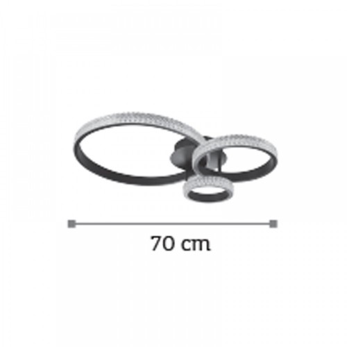 LED Πλαφονιέρα Οροφής Από Μαύρο Αλουμίνιο και Ακρυλικό 96W 3000K - InLight