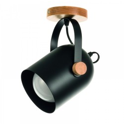 Επιτοίχιο Σποτ από Μαύρο Μέταλλο Και Ξύλο 1xE27 InLight