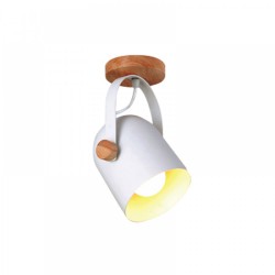 Επιτοίχιο Σποτ από Λευκό Μέταλλο Και Ξύλο 1xE27 InLight