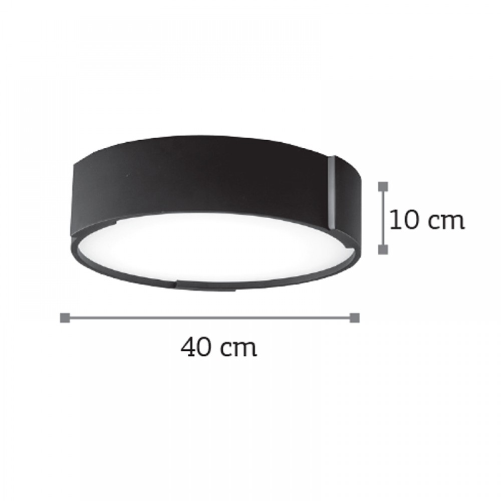LED Φωτιστικό Οροφής Από Αλουμίνιο σε Μαύρη Απόχρωση και Ακριλικό 26W - InLight