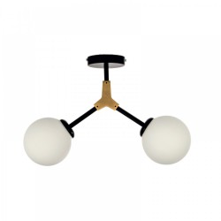 Κρεμαστό Φωτιστικό Από Μαύρο Μέταλλο Και Λευκή Οπαλίνα 2x G9 InLight