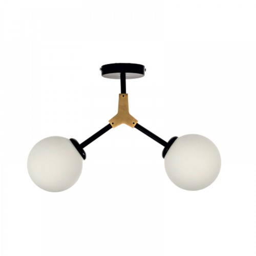 Κρεμαστό Φωτιστικό Από Μαύρο Μέταλλο Και Λευκή Οπαλίνα 2x G9 InLight