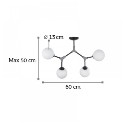 Κρεμαστό Φωτιστικό Από Μαύρο Μέταλλο Και Λευκή Οπαλίνα 4x G9 InLight